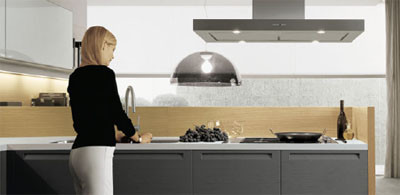 Cocina con biblioteca