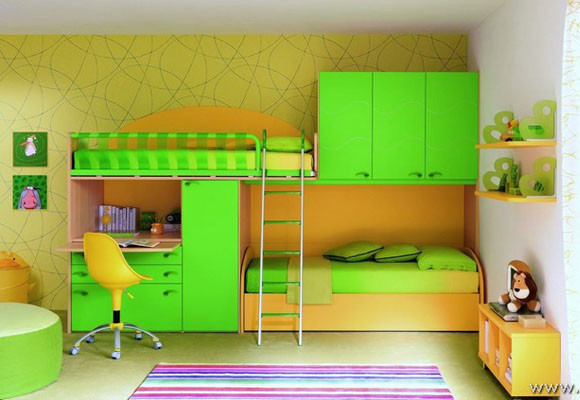 Verde en el dormitorio.