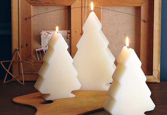 Velas con forma de arbol de Navidad