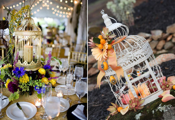 Jaulas en el centro de la mesa