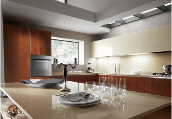 Color beige y acabado madera