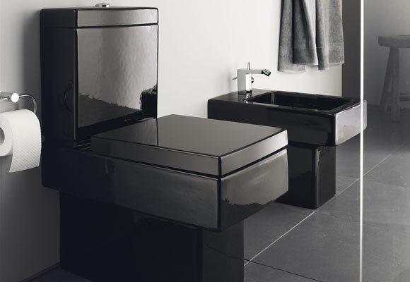 Negro y cuadrado 8 Baños de color negro