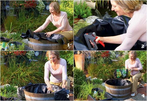 Un miniestanque al aire libre