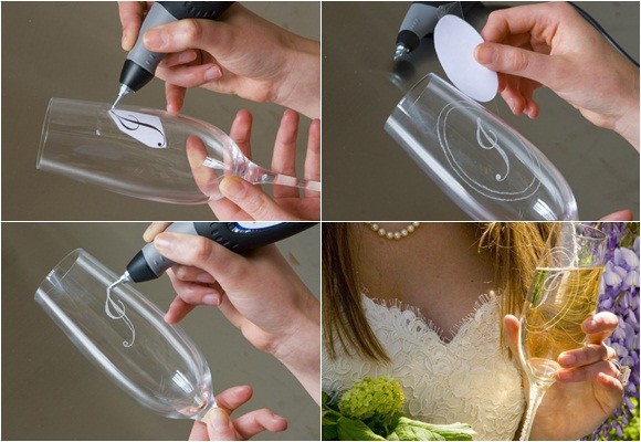 Grabar copas y etiquetar botellas de vino 