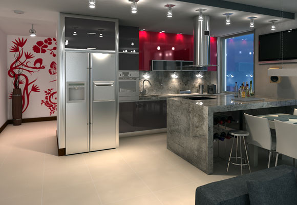 Materiales brillantes en la cocina