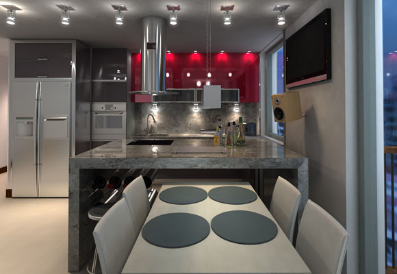 Materiales brillantes en la cocina