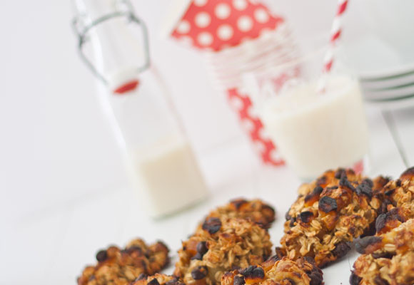 Galletas de copos de avena, albarocoque y chocolate