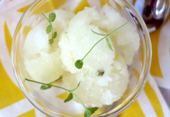 Sorbete de limón, lima, menta y mojito 