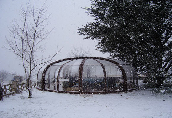 Cubiertas de piscina circulares de madera