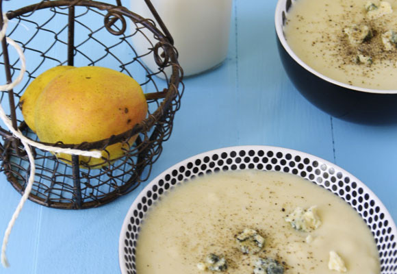 Crema de peras y queso azul 