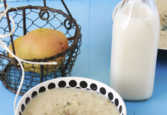 Crema de peras y queso azul 