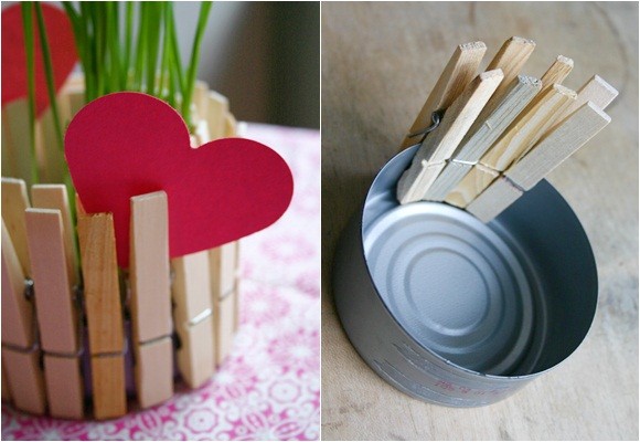 Centro de mesa con pinzas de tender