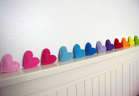 Corazones de fieltro
