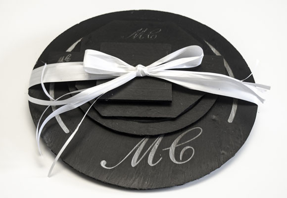 Vajillas de pizarra personalizables 