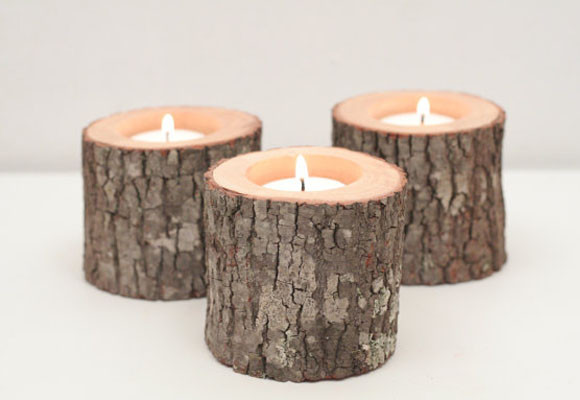 Porta-velas rústicos