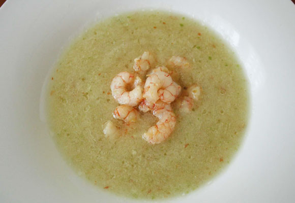 Gazpacho de melón con gambas