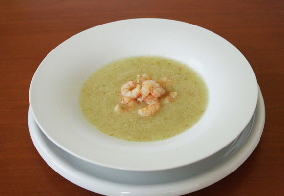 Gazpacho de melón con gambas