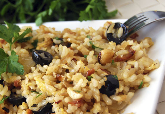 Arroz salteado en pepitoria