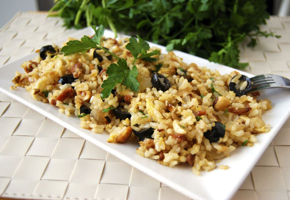 Arroz salteado en pepitoria