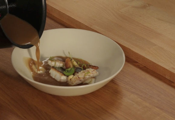 Crema de marisco con gambas salteadas 10 Crema de marisco con gambas salteadas