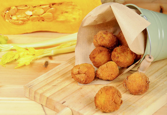 Croquetas de gambón, calabaza y apio