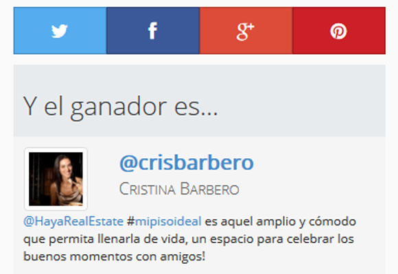 Ganadora del sorteo: Cristina Barbero